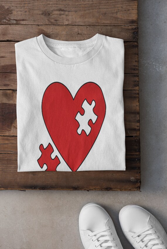 Heart Puzzle T shirt Piece of My Heart Red Heart Puzzle Pieces