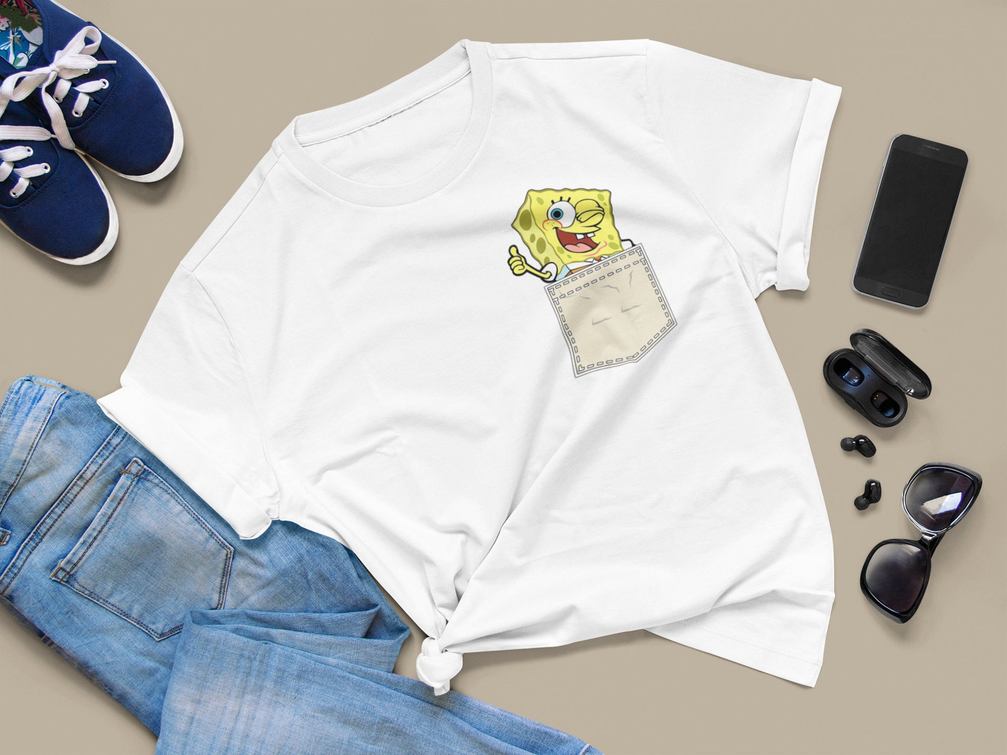 Cartoon Charakter T-Shirt, Schwamm T-Shirt, Ses Sponge Bob inspiriertes Cartoon Charakter T-Shirt, Schwamm T-Shirt, Ses Sponge Bob inspiriertes