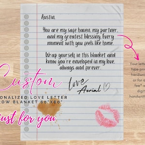 Custom Love Letter Throw Blanket - Personalized 60&quot;x80&quot; Blanket with Your Letter