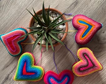 Embroidered Heart Bag Charm Handmade in Mexico