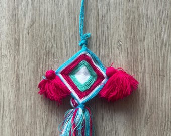 Ojo de Dios charm handmade Huichol art made in Nayarit, Mexico