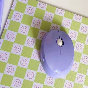 Checker Print Smiley Face Mouse Pad | Desk Accessories, Desk Decor, Office Decor, Computer Accessories, Cute Mousepad, WFH, Coworker Gift