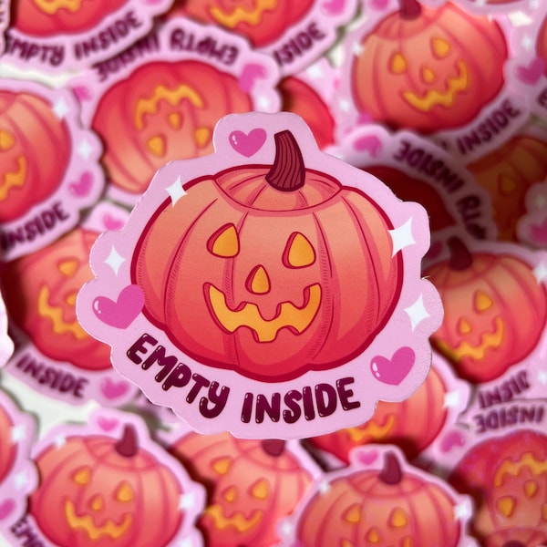 Empty Inside Vinyl Sticker | Pumpkin, Halloween, Spooky, Fall, MacBook decal, Laptop sticker, Cute Sticker