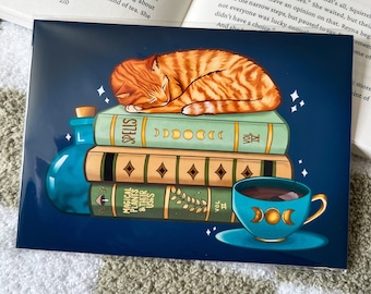 Stampa artistica di gatto arancione stregato - 5x7 / Gatti, Arredamento per la casa, Piccola stampa, Mini stampa, Arte murale, Arte stregata