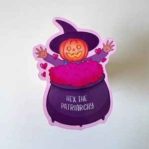 Hex the Patriarchy Sticker | Pumpkin, Halloween, Spooky, Fall, MacBook decal, Laptop sticker, Cute Sticker