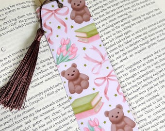 Teddy Bear Bookmark | Soft Girl Aesthetic, Coquette, Bookish Gift, Bookworm, Book accessories, Page holder, Librarian Gift, Reader Gift