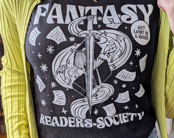 Fantasy Readers Society T-Shirt | Fantasy, Dragons, Unisex, Gift Idea, Womens t-shirt, Reader, Bookworm, Librarian Gift