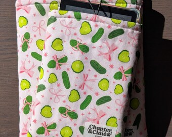 Pickle Girly Padded Book Sleeve w/Pocket | Books and Cats, Book Cover, Book Lover Gift, Librarian Gift, Reading Accessories