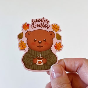 Sweater Weather Vinyl Sticker | Pumpkin, Autumn, Sweater Weather, Fall, MacBook decal, Laptop sticker, Cute Sticker