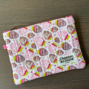 Handmade Chocolate Covered Strawberries Quilted Zipper Pouch |  Makeup Bag, Quilted Makeup Bag, Cosmetics Bag