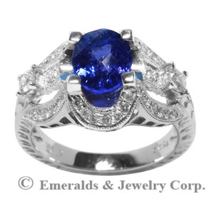 18K Genuine Tanzanite & Diamond Anniversary Ring