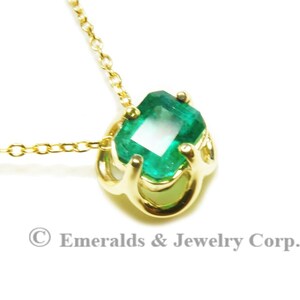 14K Solitaire Natural Emerald Pendant Necklace