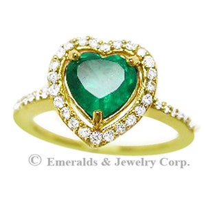 14K Natural Heart Emerald Ring May Birthstone Women's Ring