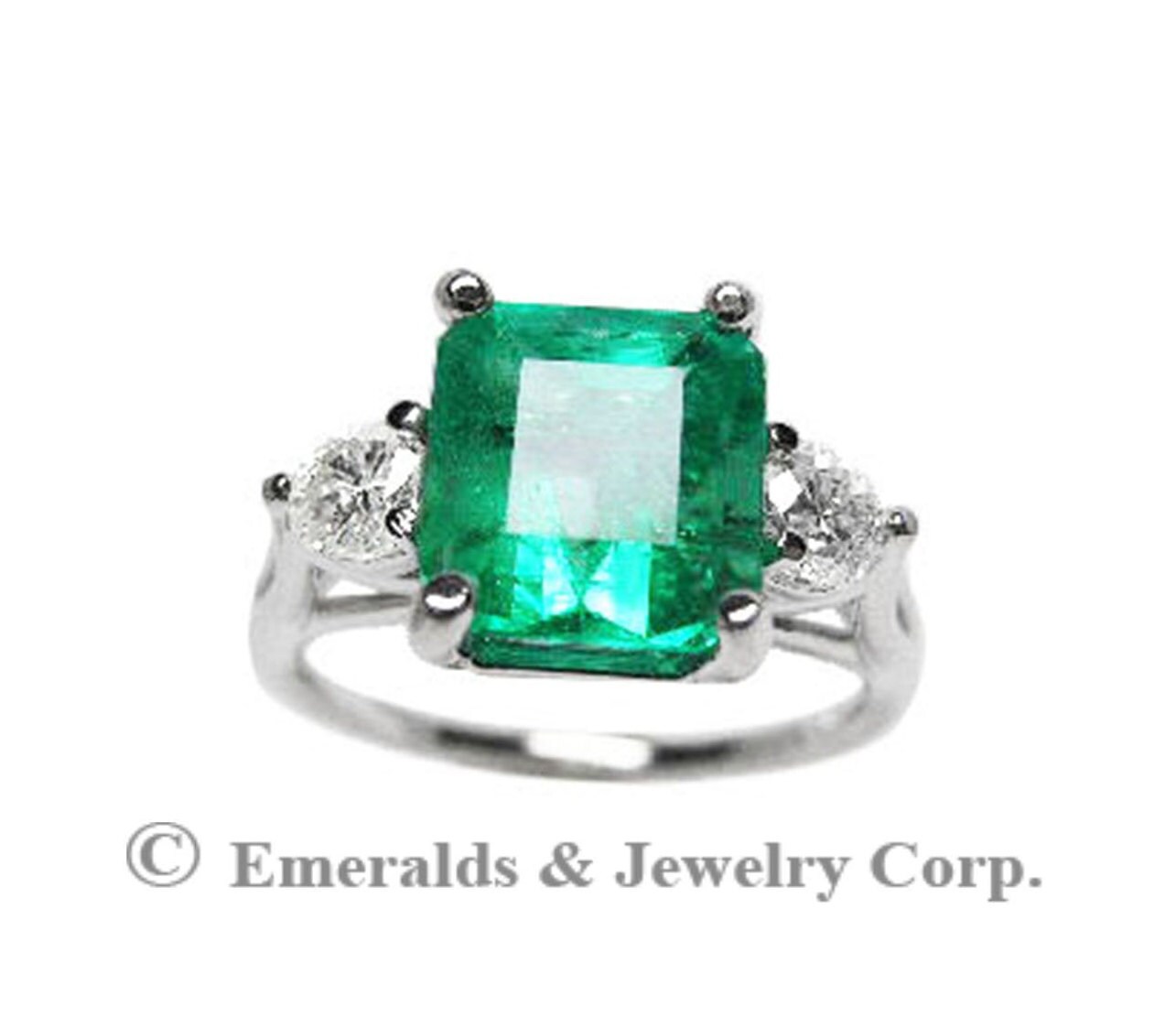 18K Engagement Emerald Ring Emerald-Cut Colombian Emerald | Etsy