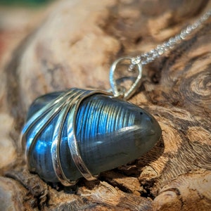 36.9 g Banded Labradorite Pendant in 925 Sterling