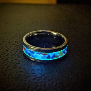 Hammered Tungsten Glow Ring Sz 11