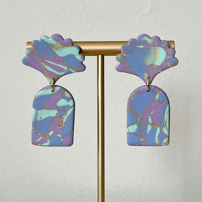 tie dye fan arch earrings