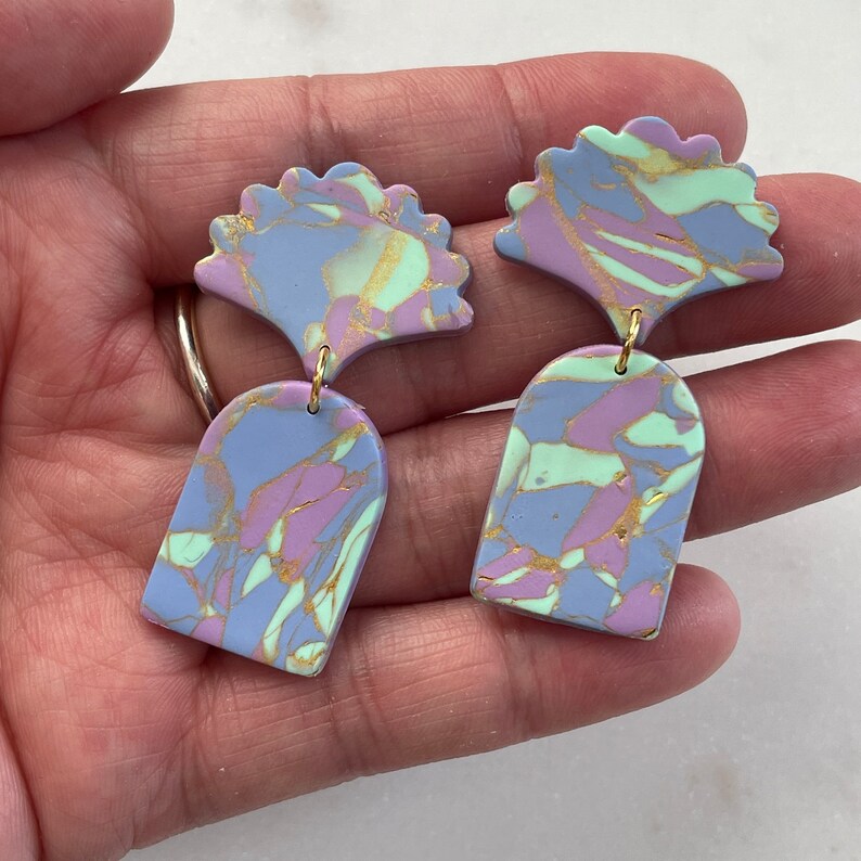 tie dye fan arch earrings