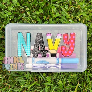 Custom Name Pencil Box, UV DTF Personalized School Supply Organizer Box, Back to School Gift for Kids, Personalized Pencil Box for Kids