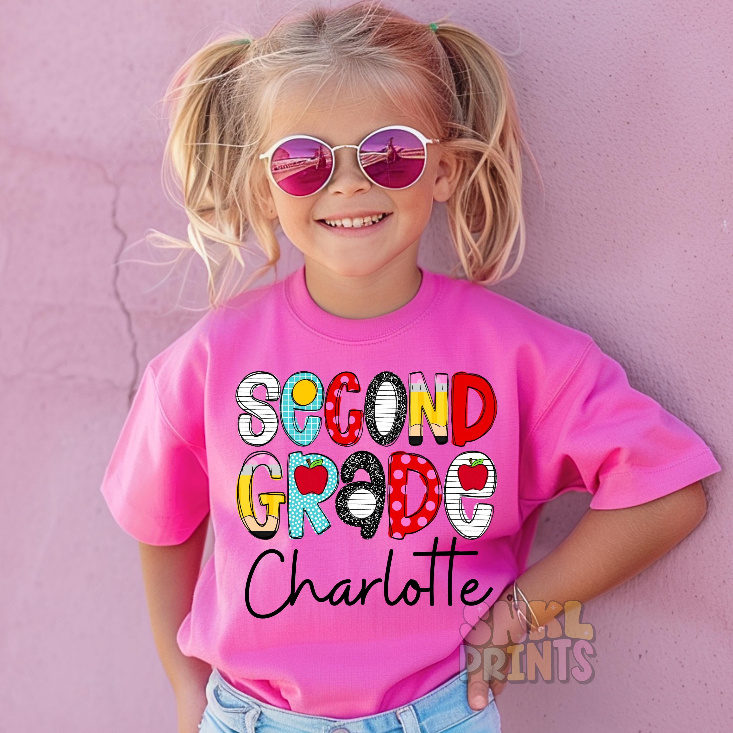 Comfort Colors® Custom Second Grade Teacher Shirt, Personalized 2nd Grade Teacher Gift, 2nd Grade T-shirt, Back to School Kids Name Shirt