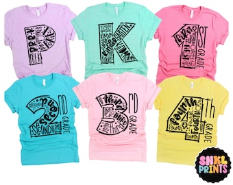 Kindergarten First Day of School Shirt, First Grade Back to School Shirt, Pre-K Shirt for Kids, 2nd Grade Kids Tee, 3rd Grade Teacher Shirt