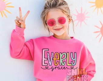 Custom Name Bunny Sweater, Personalized Easter T-Shirt, Spring Toddler Shirt, Girls Easter Sweatshirt
