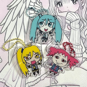 Triple Baka badly-drawn acrylic keychains