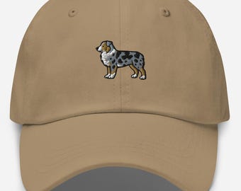 Cappello da papà ricamato con pastore australiano, berretto da baseball con ricamo di cane australiano, idea regalo per amanti dei cani, idea regalo per proprietari di cani australiani, cappello regolabile