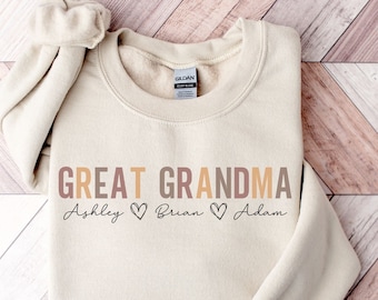 Great Grandma Sweatshirt With Names | Grandma Sweatshirt | Grandma Gift | Grandkids Names Sweater | Grandkids Name Shirt