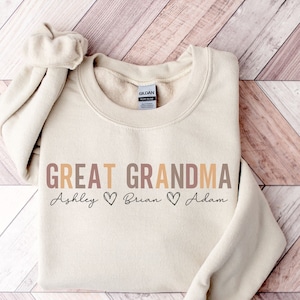Great Grandma Sweatshirt With Names | Grandma Sweatshirt | Grandma Gift | Grandkids Names Sweater | Grandkids Name Shirt