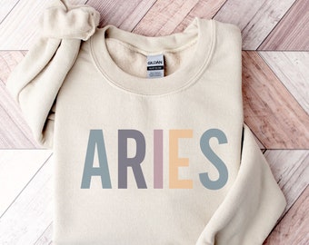 Sudadera de Aries / Camiseta de Aries / Regalos de cumpleaños / Sudadera de cuello redondo de Aries / Sudadera con el signo del zodiaco / Sudadera con capucha de Aries / Sudadera de astrología