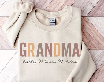 Personalized Grandma Sweatshirt with names | Grandma Heart Sweat | Custom Grandma Sweatshirt | Nana Sweatshirt  | Grandma Gift