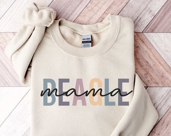 Beagle Mama-tröja | Gåva till hundmamma | Beagle-hundmamma-present | Retro hundägare-tröja | Anpassad hundöron-tröja | Hundmamma-tröja