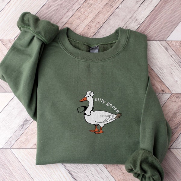 Embroidered Nurse Silly Goose Sweatshirt | Trendy Sweatshirt | Gift For Her | Silly Goose University | Funny Embroidered Shirt