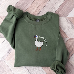 Embroidered Silly Goose Sweatshirt | Funny Embroidered Shirt | Silly Goose Shirt | Silly Goose University Sweatshirt | Funny Gift For Guys