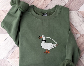 Embroidered Silly Goose Sweatshirt | Silly Goose Sweater | Silly Goose University Sweatshirt | Funny Sweatshirt | Funny Gift For Guys