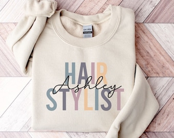Personalized Hairstylist Sweatshirt | Hair Stylist Sweatshirt | Hair Dresser Gift | Licensed Hairapist | Words On Back Crewneck