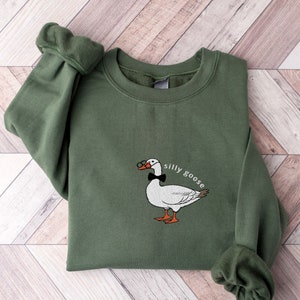 Embroidered Silly Goose Sweatshirt | Silly Goose Sweater | Silly Goose University Sweatshirt | Funny Sweatshirt | Funny Gift For Guys