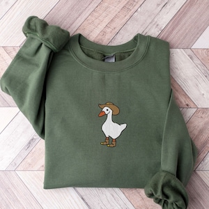 Geborduurd dom Cowboy Goose Sweatshirt | Grappige gans | Grappige geborduurde hoodie | Cadeaus voor vrienden | Grappig sweatshirt