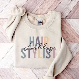 Personalized Hairstylist Sweatshirt | Hair Stylist Sweatshirt | Hair Dresser Gift | Licensed Hairapist | Words On Back Crewneck