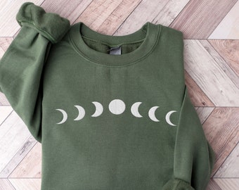 Embroidered Moon Phase Sweatshirt | Moon Hoodie | Celestial Sweatshirt | Moon Sweatshirt | Astronomy Hoodie | Moon Phases Shirt