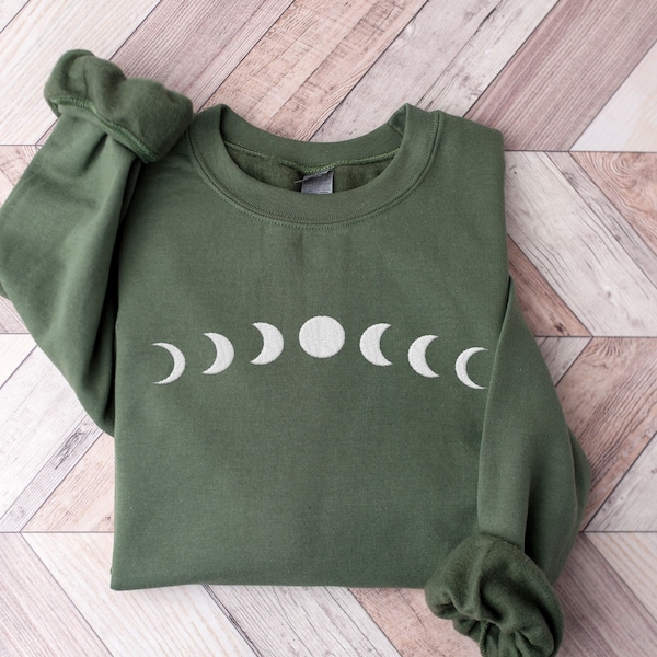 Embroidered Moon Phase Sweatshirt | Moon Hoodie | Celestial Sweatshirt | Moon Sweatshirt | Astronomy Hoodie | Moon Phases Shirt