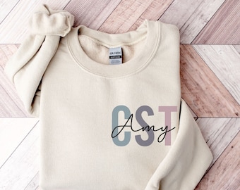 Personalized Surgical Tech Crewneck Sweatshirt: Custom CST Gift