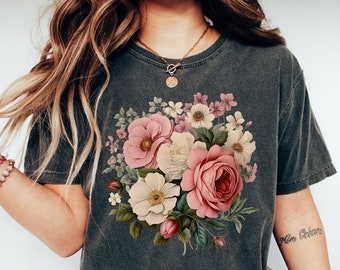 Boho fleurs sauvages Cottagecore | Chemise fleurs Cottagecore | Chemise fleurie | T-shirt à fleurs | T-shirt fleurs | T-shirt fleurs sauvages