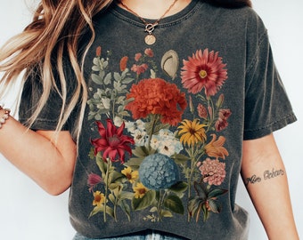 Camisa Boho Wildflowers Cottagecore / Regalo para ella / Camisa Comfort Colors® / Whimsigoth / Camisas vegetales / Camisa floral / Regalo para mujeres