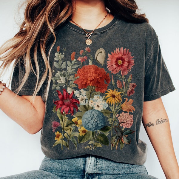 Camisa Boho Wildflowers Cottagecore / Regalo para ella / Camisa Comfort Colors® / Whimsigoth / Camisas vegetales / Camisa floral / Regalo para mujeres