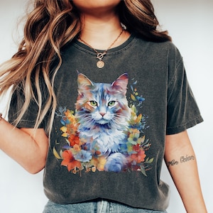 Cat Lover Gift | Cat T Shirt | Cat Mom | Cat Lovers Shirt | Funny Cat Shirt | Vintage Cat Shirt | Floral Cat Shirt | Comfort Colors® Shirt