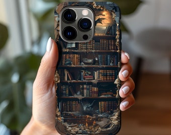 Custodia per iPhone 16 "Fantasy Book Lover" / Custodia "Whimsical Dark Academia" / Custodia per iPhone 15 Pro / Custodia per iPhone 14 Pro / Custodia per telefono Samsung