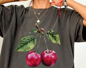 Vintage Cherry Shirt, Cherry Tee, Fruit tshirt, Summer Shirt, Food lover gift, Foodie, Cherry Lover Gift, Retro Cherry Shirt, Cherries Tee
