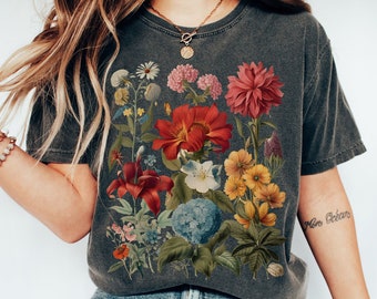 Boho Wildblumen Cottagecore Shirt | Geschenk für sie | Comfort Colors® Hemd | Whimsigoth Shirt | T-Shirts | Florales Hemd | Geschenk für Frauen